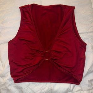 Burgundy sleeveless crop top